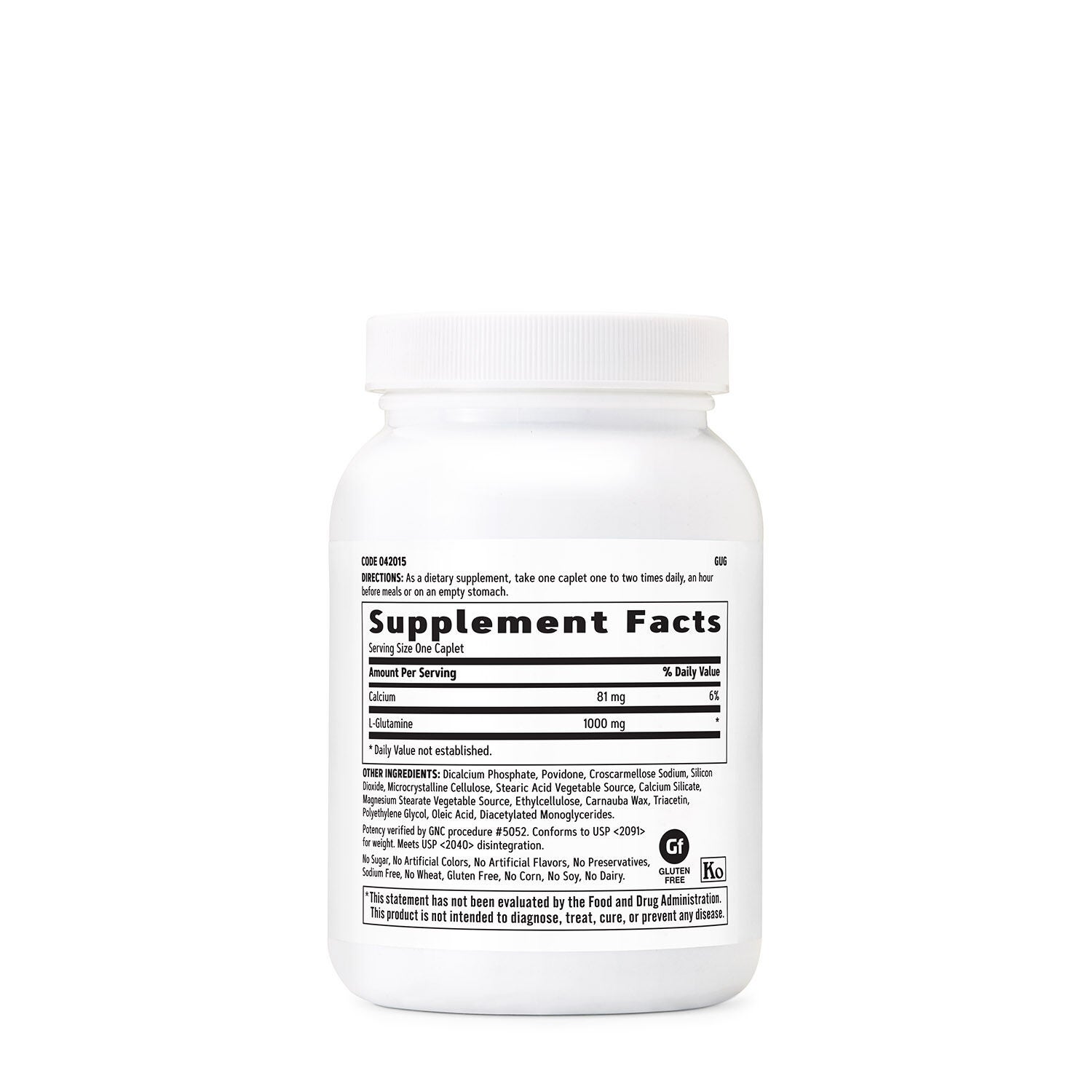 L-Glutamine 1000 mg - 100 Vegetarian Caplets (100 Servings)